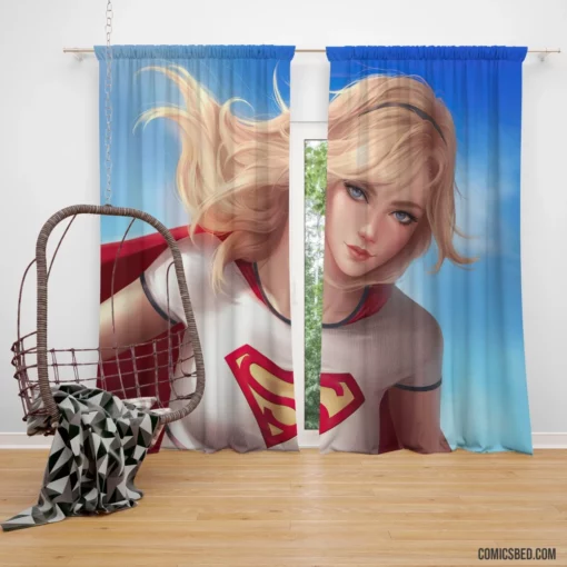 Supergirl Blonde Blue Eyes Heroine Comic Curtain