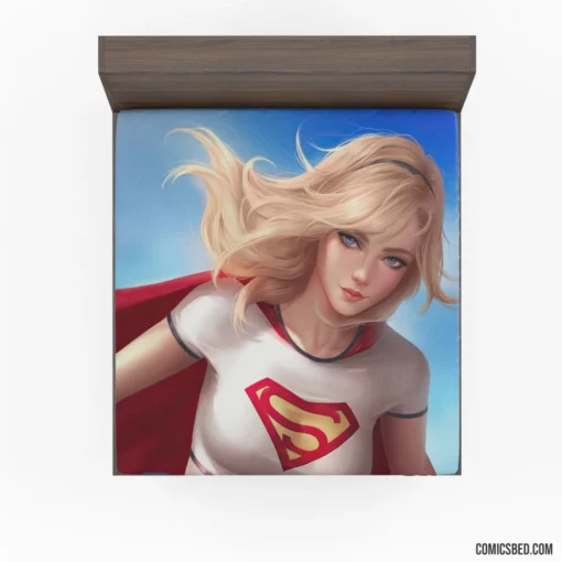 Supergirl Blonde Blue Eyes Heroine Comic Fitted Sheet 1