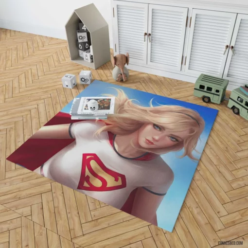 Supergirl Blonde Blue Eyes Heroine Comic Rug 1