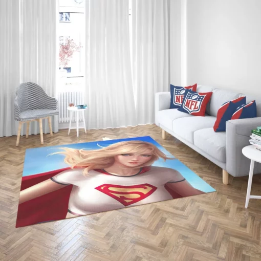 Supergirl Blonde Blue Eyes Heroine Comic Rug 2