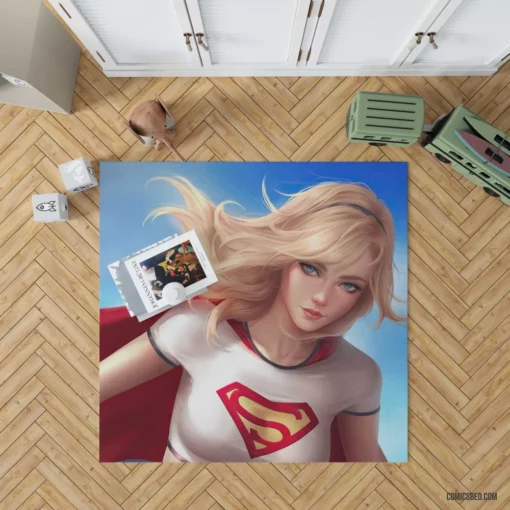 Supergirl Blonde Blue Eyes Heroine Comic Rug