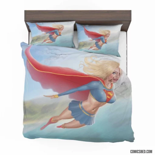 Supergirl Blonde DC Flying Hero Comic Bedding Set 1