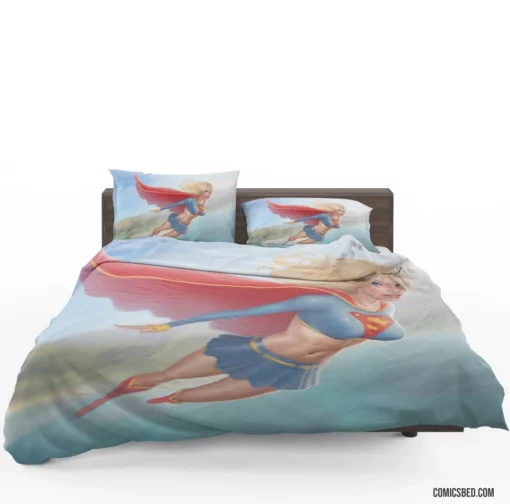 Supergirl Blonde DC Flying Hero Comic Bedding Set