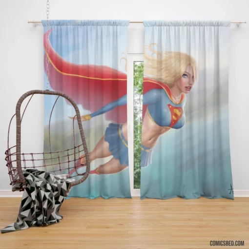 Supergirl Blonde DC Flying Hero Comic Curtain