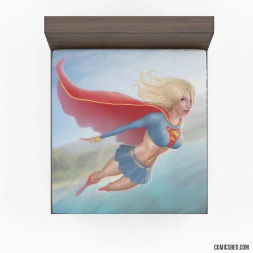 Supergirl Blonde DC Flying Hero Comic Fitted Sheet 1