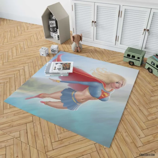Supergirl Blonde DC Flying Hero Comic Rug 1