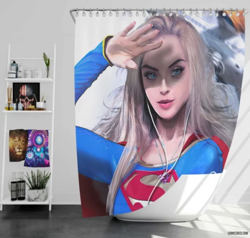 Supergirl Blonde DC Kryptonian Comic Shower Curtain