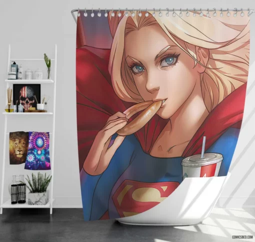 Supergirl Blonde DC Superhero Comic Shower Curtain