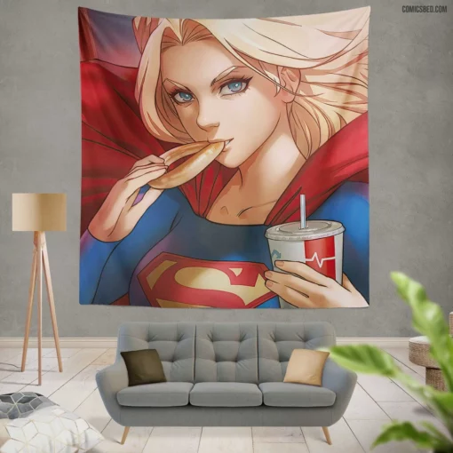 Supergirl Blonde DC Superhero Comic Wall Tapestry
