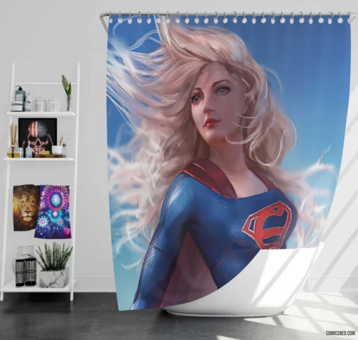 Supergirl DC Blonde-Haired Girl Hero Comic Shower Curtain