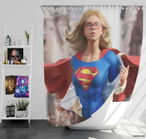 Supergirl DC Blonde-Haired Heroine Comic Shower Curtain