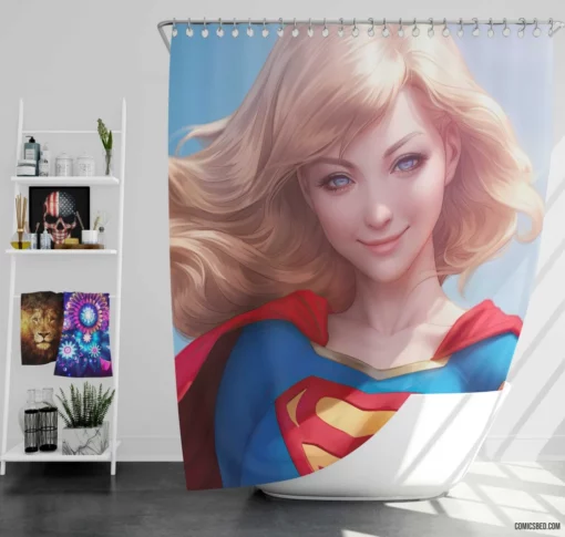 Supergirl DC Blonde Heroine Comic Shower Curtain
