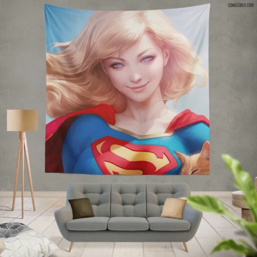 Supergirl DC Blonde Heroine Comic Wall Tapestry