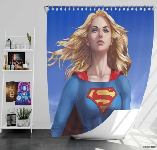 Supergirl DC Blonde Savior Comic Shower Curtain