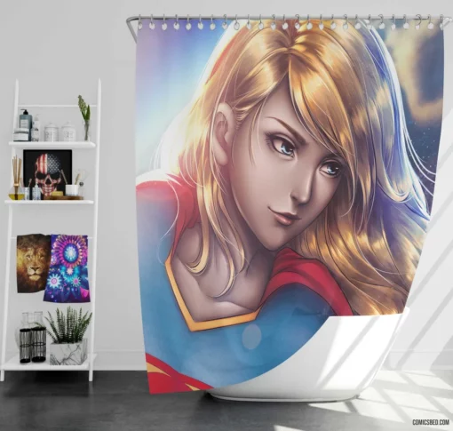 Supergirl DC Flying Heroine Comic Shower Curtain