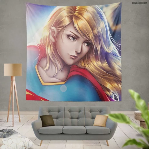 Supergirl DC Flying Heroine Comic Wall Tapestry