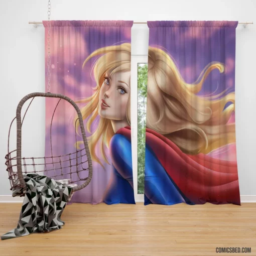 Supergirl DC Heroine with Blue Eyes Comic Curtain