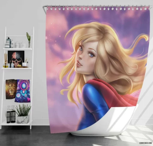 Supergirl DC Heroine with Blue Eyes Comic Shower Curtain