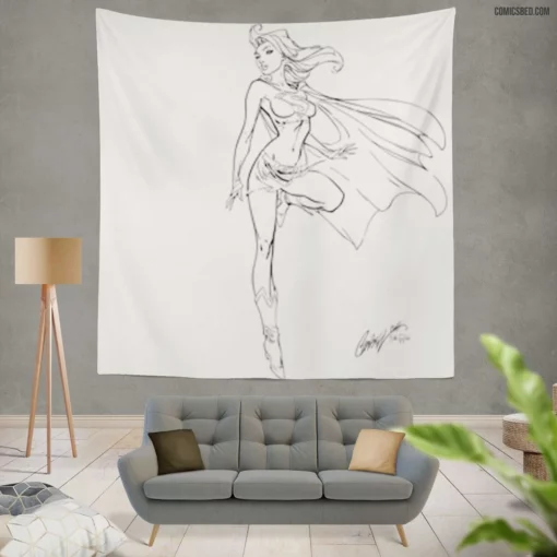 Supergirl Kryptonian Avenger Comic Wall Tapestry