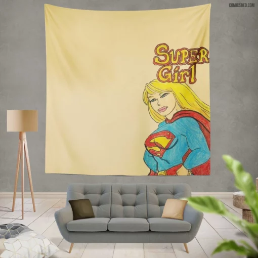 Supergirl Kryptonian Heroine Journey Comic Wall Tapestry