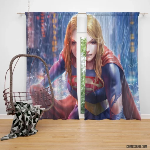 Supergirl Rain DC Flying Heroine Comic Curtain