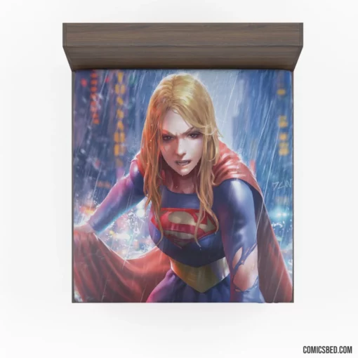 Supergirl Rain DC Flying Heroine Comic Fitted Sheet 1