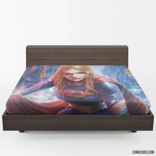 Supergirl Rain DC Flying Heroine Comic Fitted Sheet