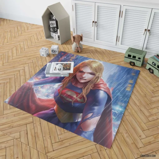 Supergirl Rain DC Flying Heroine Comic Rug 1