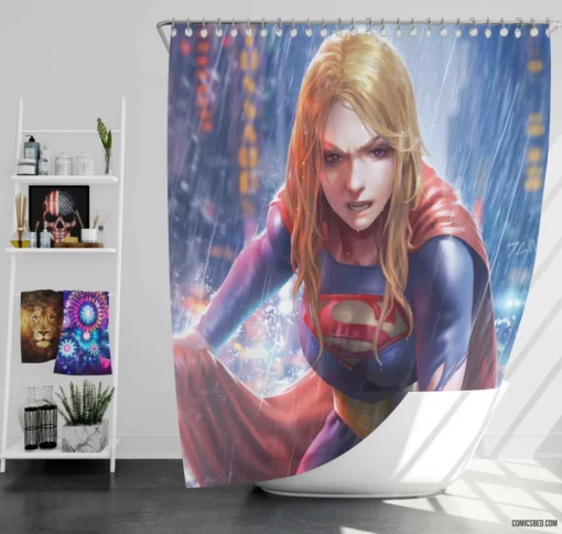 Supergirl Rain DC Flying Heroine Comic Shower Curtain