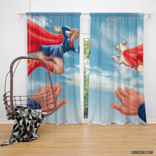 Supergirl and Krypto Super Duo Comic Curtain