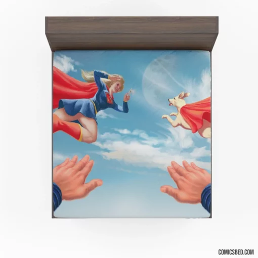 Supergirl and Krypto Super Duo Comic Fitted Sheet 1