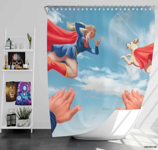 Supergirl and Krypto Super Duo Comic Shower Curtain