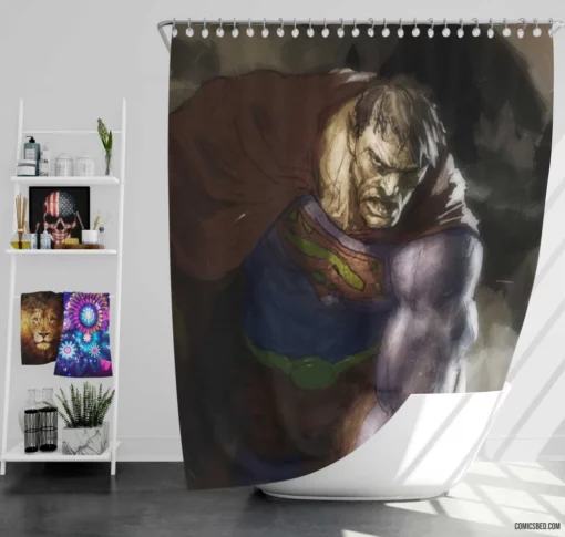 Superman Bizarro Distorted Hero Comic Shower Curtain