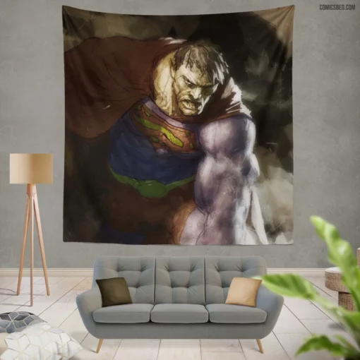 Superman Bizarro Distorted Hero Comic Wall Tapestry