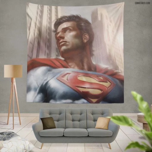 Superman DC Heroic Iconic Feats Comic Wall Tapestry