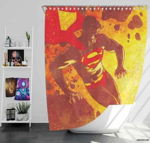 Superman DC Man of Steel Super Hero Comic Shower Curtain