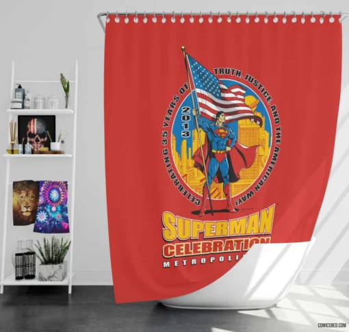 Superman Heroic Adventures Comic Shower Curtain