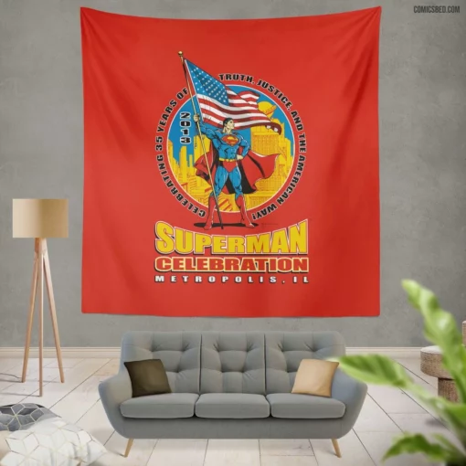 Superman Heroic Adventures Comic Wall Tapestry