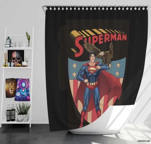 Superman Heroic Adventures in Metropolis Comic Shower Curtain