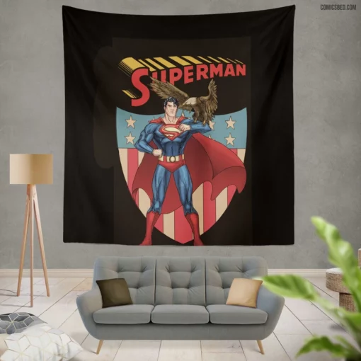 Superman Heroic Adventures in Metropolis Comic Wall Tapestry