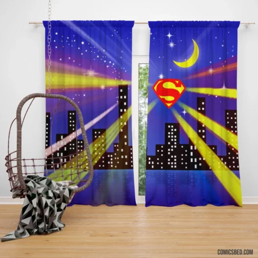 Superman Iconic City Savior Comic Curtain