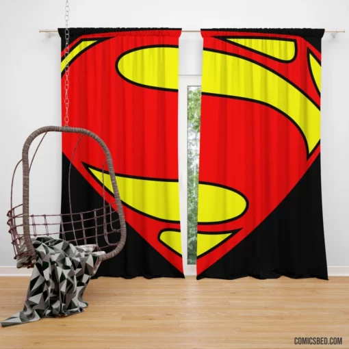 Superman Logo Man of Steel Comic Curtain