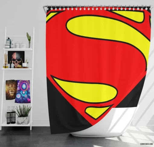 Superman Logo Man of Steel Comic Shower Curtain