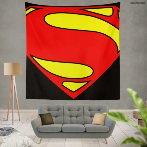 Superman Logo Man of Steel Comic Wall Tapestry