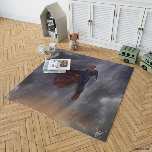 Superman Rain-Soaked Protector Comic Rug 1