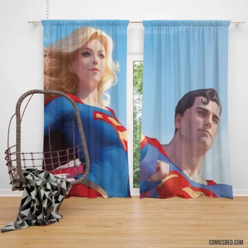 Superman Supergirl DC Kryptonian Heroes Comic Curtain