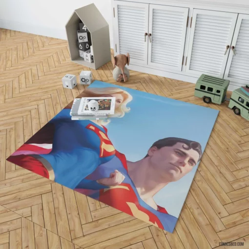 Superman Supergirl DC Kryptonian Heroes Comic Rug 1