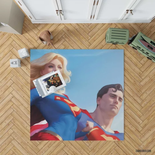 Superman Supergirl DC Kryptonian Heroes Comic Rug