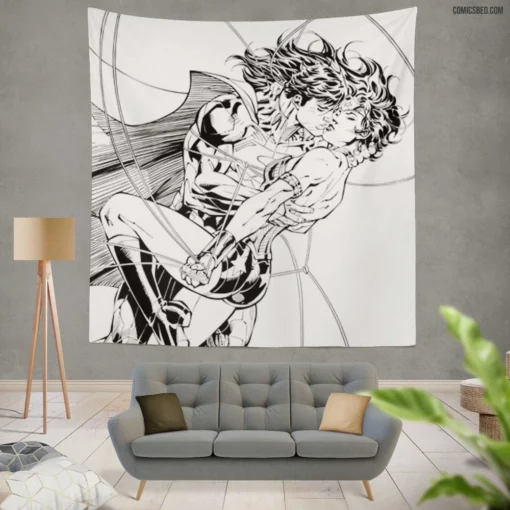 Superman Wonder Woman Power Duo Comic Wall Tapestry