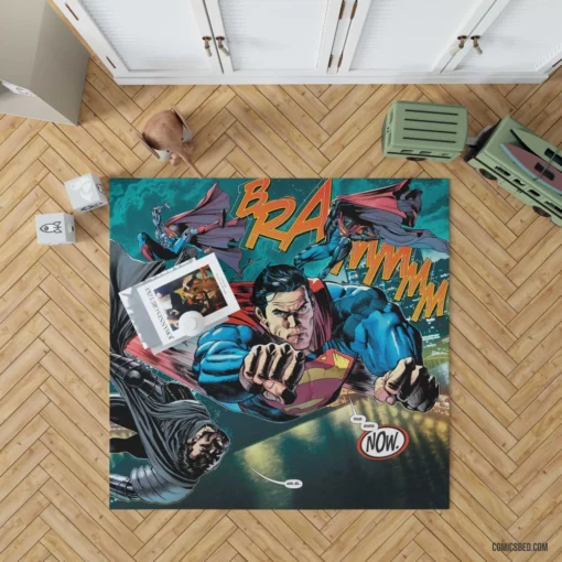 Superman vs Zod Kryptonian Clash Comic Rug